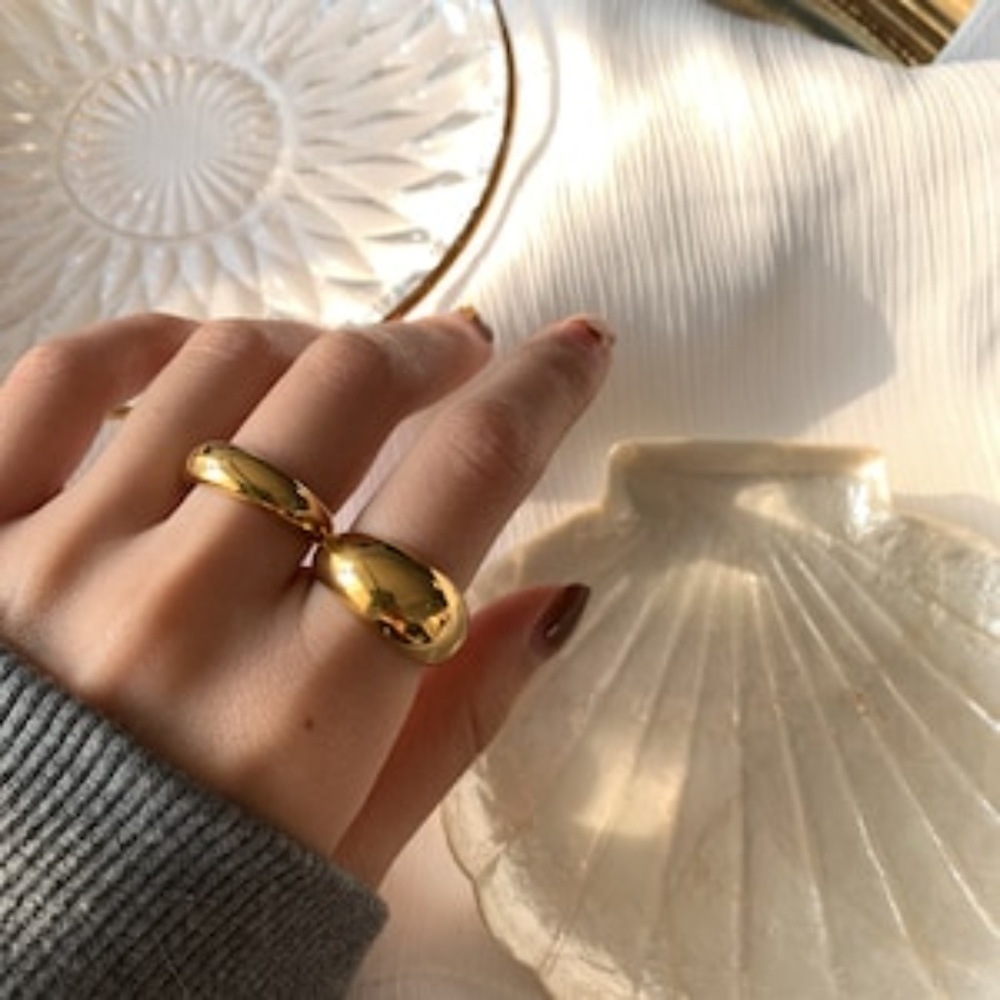 Thick 18k Gold Plated Dome Ring